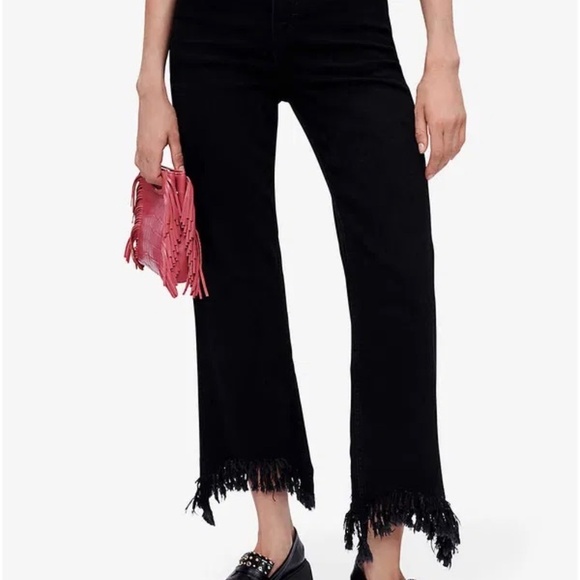 MAJE Pavata Flared Frayed-Hem Stretch-Denim Jeans - Picture 9 of 11
